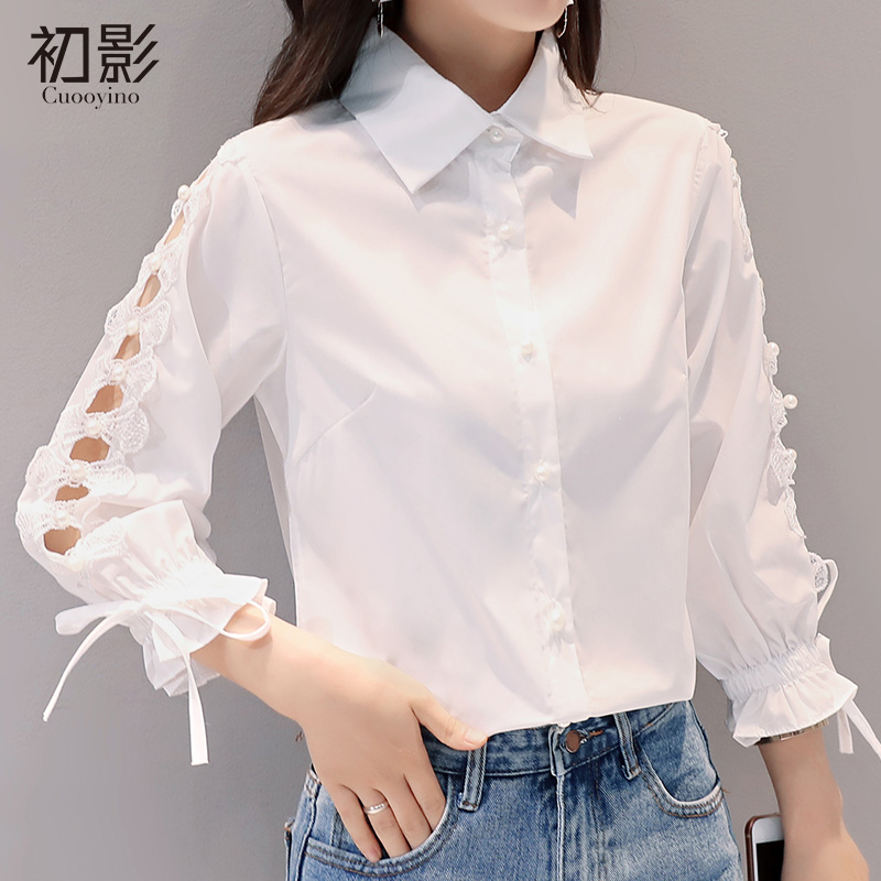 shirt Three Quarter Sleeve Spring new pattern Lace lace Hollow bow Frenum Self cultivation Show thin pure cotton shirtin the Women's clothing/Boutique , Shirt  category - from Buy2taobao.com to provide professional Taobao agent buy service