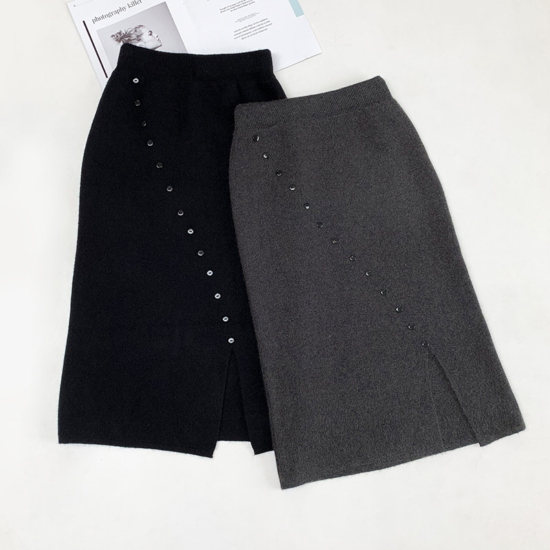 黑色针织半身裙女中长款2021春装新款高腰修身一步裙包臀裙毛衣裙在类目 女装/女士精品, 半身裙中 - 来自Buy2taobao.com提供专业的淘宝代购服务