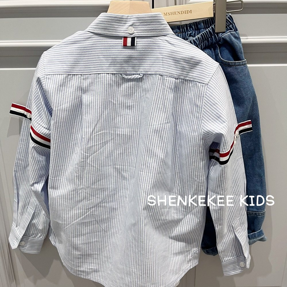 2025春款上新韩国童装男童男宝宝TB四道杠衬衫儿童帅气潮牌女童秋,童装/婴儿装/亲子装,衬衫,淘宝优惠券,粉丝福利购,淘宝优惠卷