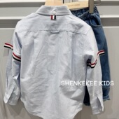 儿童帅气潮牌女童秋 男童男宝宝TB四道杠衬衫 2025春款 上新韩国童装