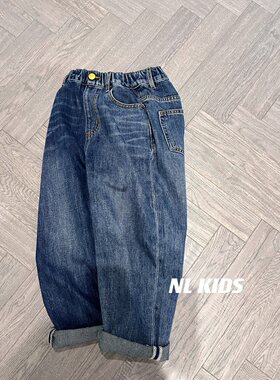 NLkids纯棉肉感直筒牛仔长裤