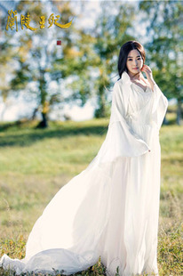 古裝 白色仙女飄逸拖尾舞臺(tái)演出攝影服 蘭陵王妃張含韻同款 影視新品