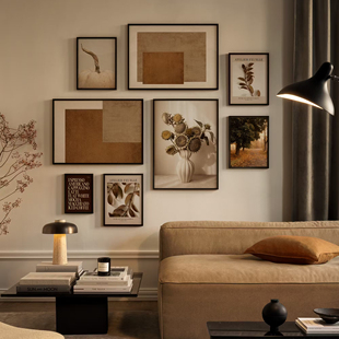 法式轻奢风格装饰画画芯高级感格调咖色艺术抽象画内芯沙发背景墙