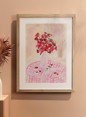 浪漫水彩花卉静物艺术挂画内芯画芯餐厅客厅海报文艺ins风格画心