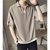速干高级感上衣衬衫 男士 薄款 翻领T恤简约潮流凉感短袖 polo衫 夏季