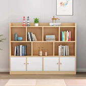 实木书架落地置物架学生教室储物书柜飘窗矮柜家用儿童收纳格子柜