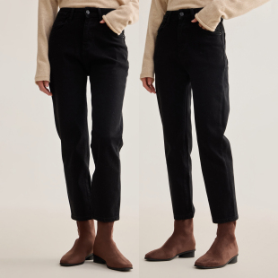 秋冬柔软高腰显瘦九分铅笔裤 芙蕖FUXU 四面弹加绒加厚小脚牛仔裤