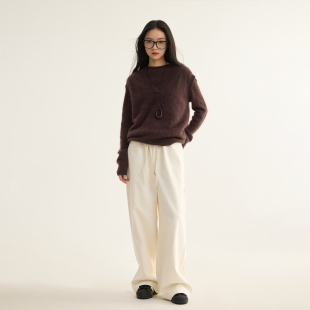 加厚牛仔裤 子女25冬新款 天丝棉抽绳休闲高腰直筒阔腿裤 芙蕖FUXU