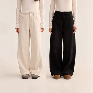 直筒牛仔裤 芙蕖FUXU 立体剪裁高腰窄版 一条过冬 四面弹加绒加厚