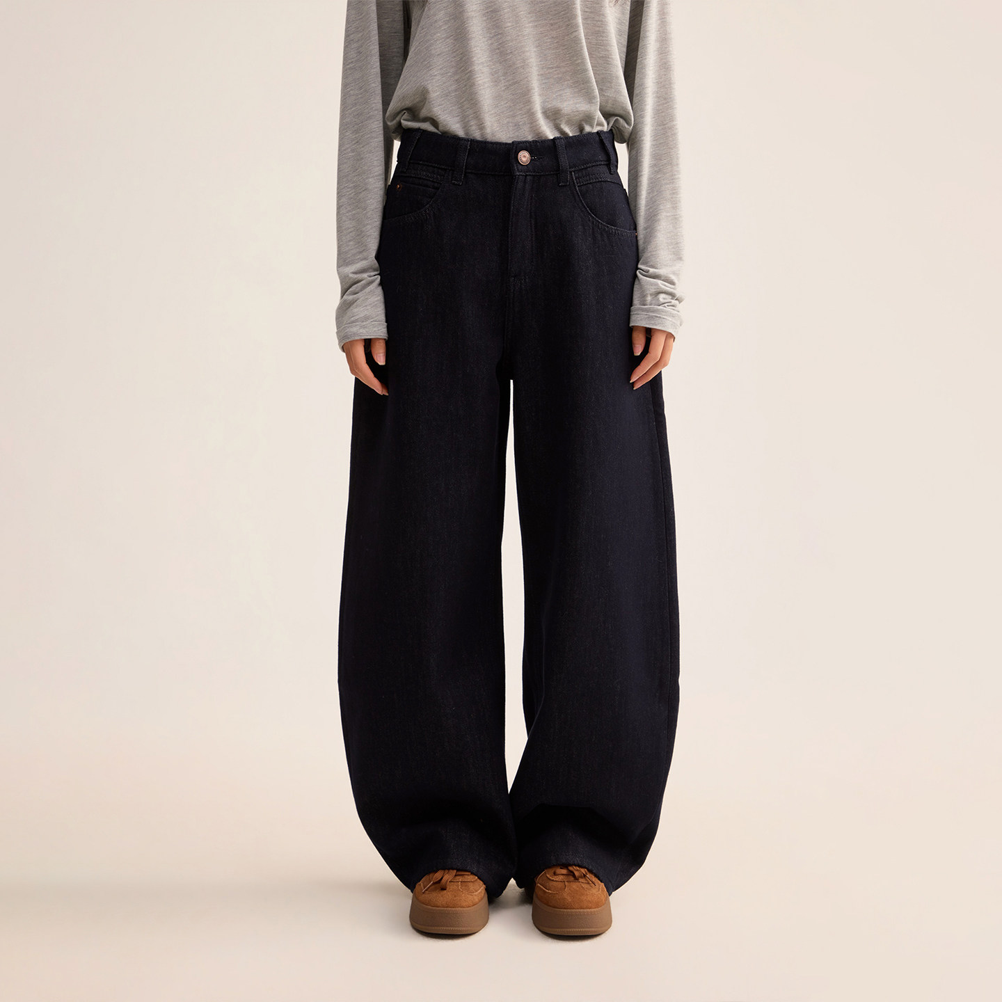 芙蕖FUXU 四面弹加绒加厚 一条过冬！复古高腰阔腿弯刀牛仔裤女,女装/女士精品,牛仔裤,淘宝优惠券,粉丝福利购,淘宝优惠卷