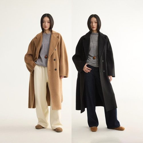 骆驼绒牦牛绒中长款毛呢大衣外套