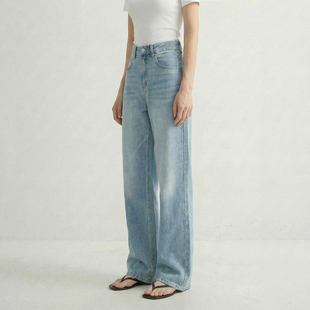 长裤 芙蕖FUXU 宽松直筒阔腿裤 高腰显瘦薄款 女 春夏四面弹牛仔裤