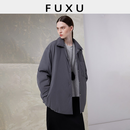 休闲白鸭绒衬衫式外套轻薄羽绒服