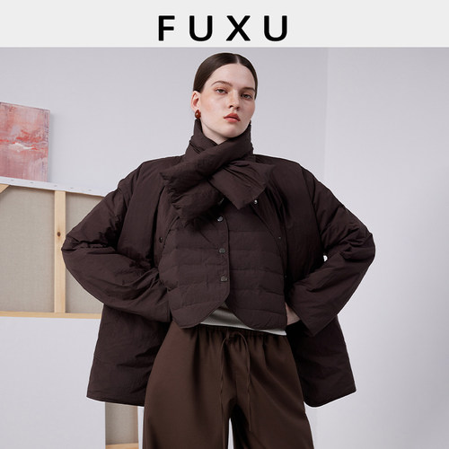 90白鸭绒轻盈蓬松围巾马甲羽绒服