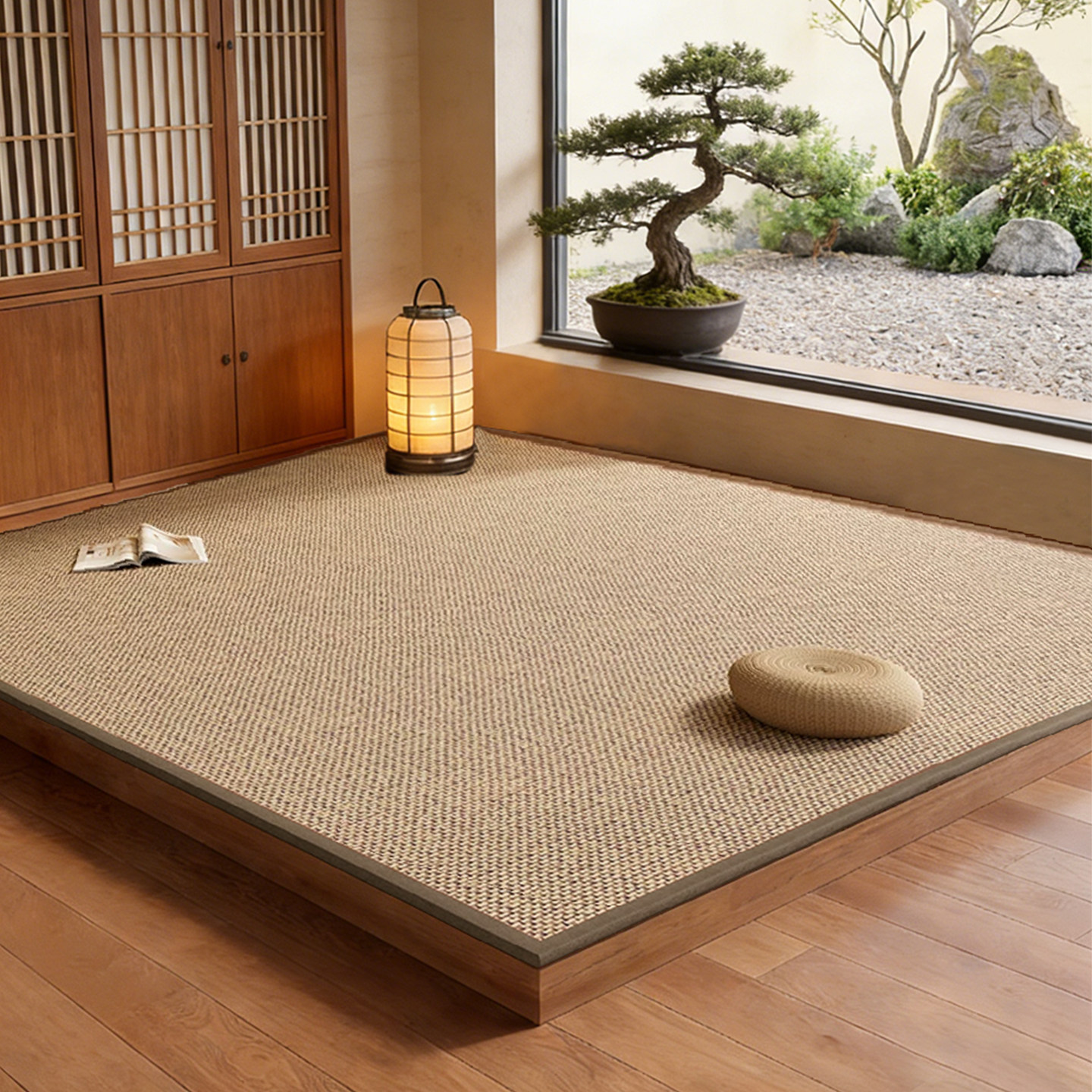原木风竹编地毯日式客厅榻榻米垫加厚阳台飘窗垫地台打坐茶室地垫