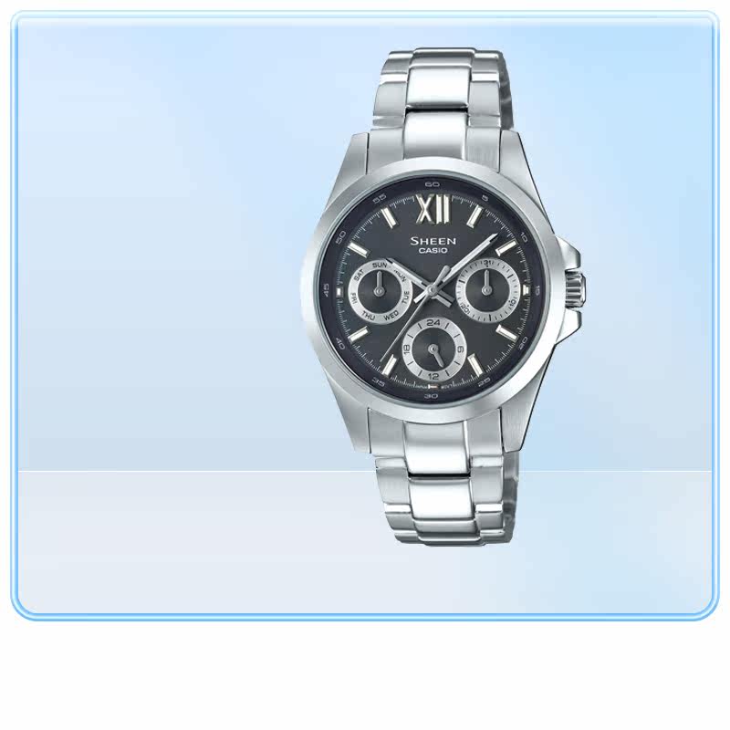 卡西欧sheen人造蓝宝石镜面she-3512经典简约时尚防水商务女表