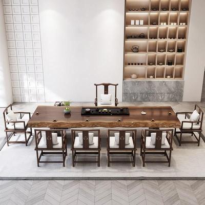 大板实木茶桌椅组合现代简约喝茶桌禅意茶台家用会客泡茶桌