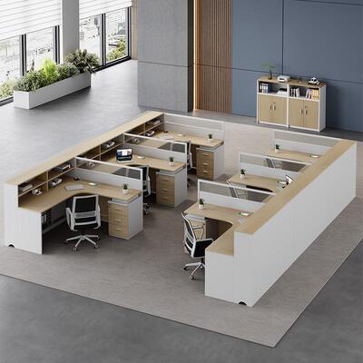 职员办公桌椅组合员工桌简约现代4/6人位卡座办公室财务电脑桌子