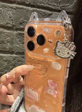 猫耳朵粉熊适用iPhone17promax手机壳新款16/15pro透明14promax简约软壳苹果15Pro女款13/12防摔可爱11保护壳