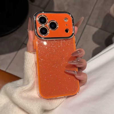 秒变17全包闪粉适用iPhone17promax手机壳新款16简约15/14二合一保护套苹果14少女心13pro橙色12防摔11软壳