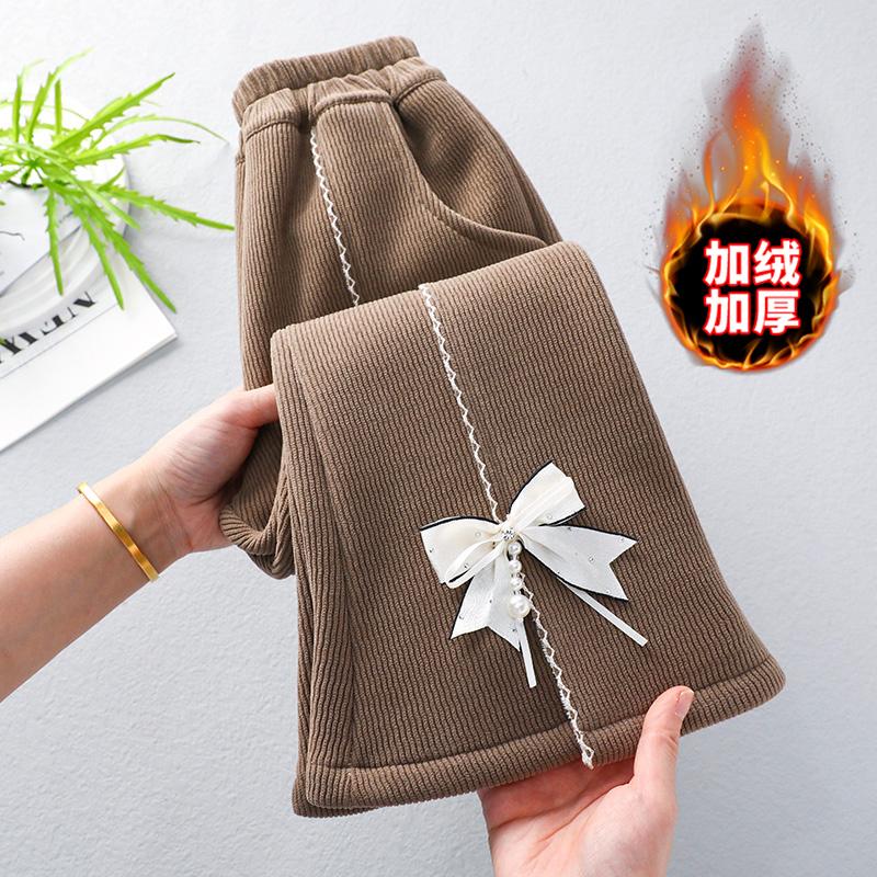 长裤灯芯绒女童喇叭裤一体绒