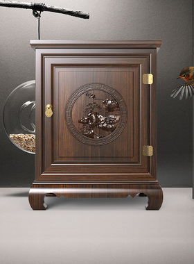 虎牌新中式实木隐形床头保险柜家用小型100斤指纹72高隐藏式看不出保险箱防盗全钢大容量卧室床头CSP 标准