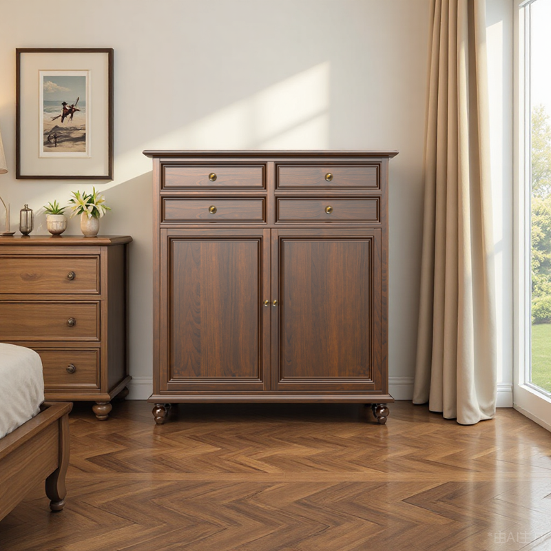 虎牌新款美式实木玄关隐形保险柜家用100斤以上指纹防盗客厅办公展