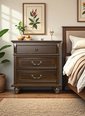 虎牌美式实木隐藏式保险柜床头柜家用小型100斤指纹63高看不出来保险箱办公防盗全钢CSP标准卧室床头保险箱