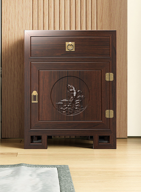虎牌新中式实木隐形卧室智能保险柜家用小型100斤指纹2025新款床头柜保险箱一体防盗贵重物品保管箱CSP标准