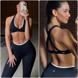 *csb 带字母 撞色运动内衣健身文胸美背带胸垫瑜伽套装