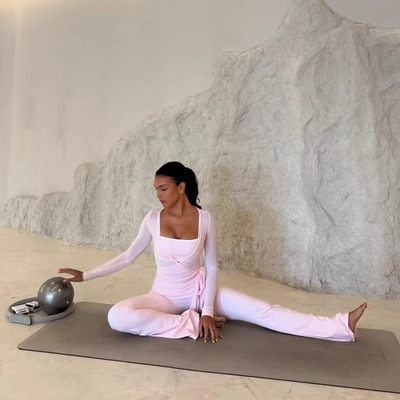 *csb 粉色健身套装运动文胸美背带胸垫瑜伽服瑜伽长裤 Y标