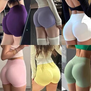 dfyne蜜桃显臀提臀裤健身高腰收腹三分健身裤无标