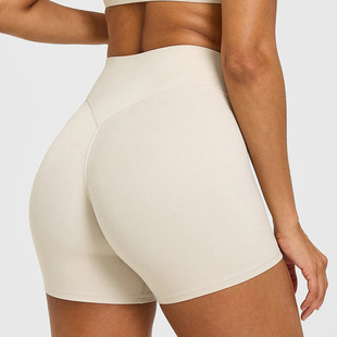 高腰显瘦骑行裤 裸感运动三分短裤 提臀健身短裤 蜜桃裤 瑜伽裤