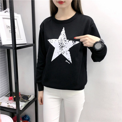 新品2025秋冬新款女装印花宽松大码打底衫加厚加绒长袖卫衣女潮