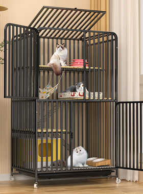 猫笼子家用室内不占地猫别墅超大自由空间一体双层猫咪笼子猫舍屋