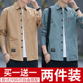 衬衫 男士 港风休闲长袖 高档100%纯棉免烫宽松工装 衬衣春秋外套男装