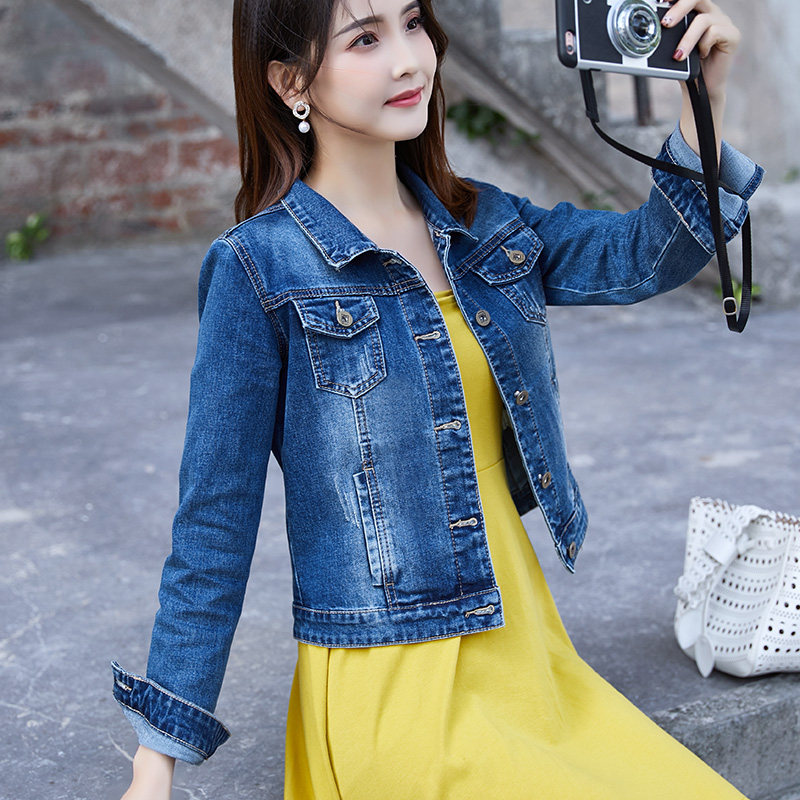 2020 spring clothes new pattern Korean Edition Cowboys gown jacket have cash less than that is registered in the accounts Self cultivation student Elastic force Retro Scratch Chaquetain the Women's clothing/Boutique , Jacket  category - from Buy2taobao.com to provide professional Taobao agent buy service