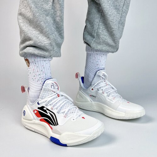 LiNing李宁2025新款闪击9TD卯兔 耐磨透气 低帮 篮球鞋 男款白红