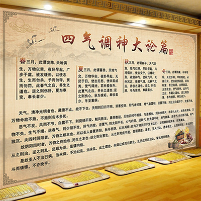 四气调神大论篇墙纸四季养生壁画