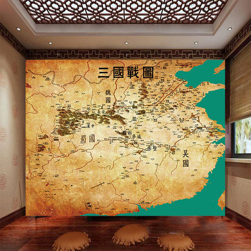 三国古地图背景墙壁画壁纸墙纸