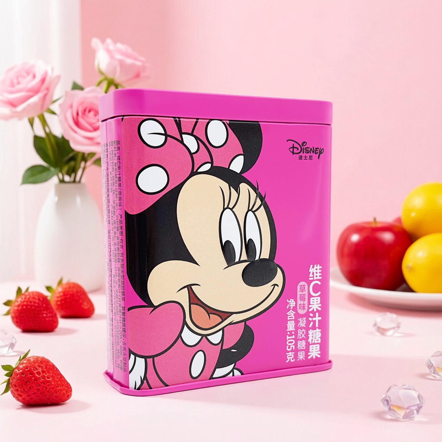 Disney迪士尼滨崎维C果汁糖果铁盒装105g卡通可爱联名儿童零食