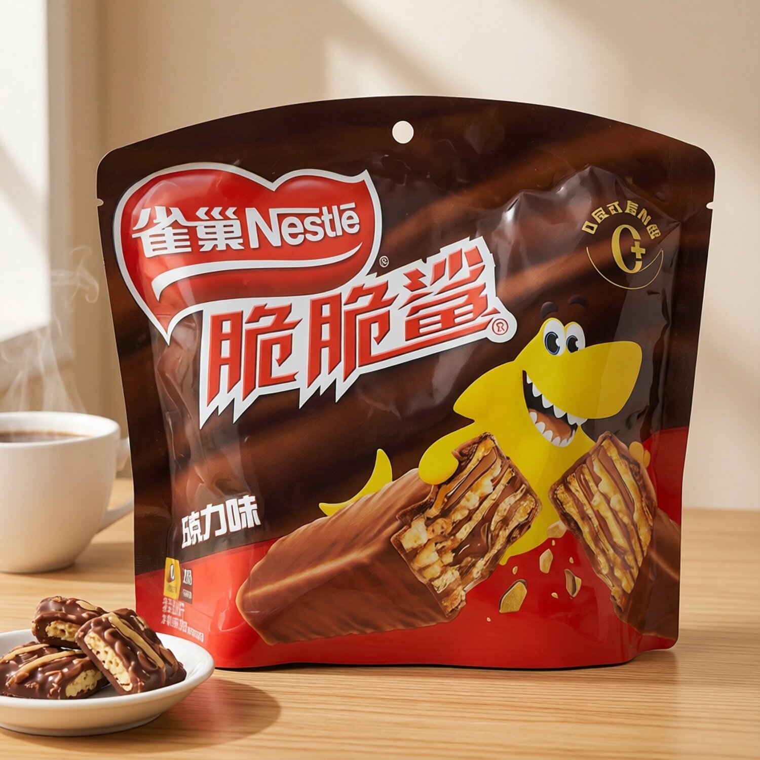 雀巢脆脆鲨巧克力味夹心威化饼干200g袋装休闲零食