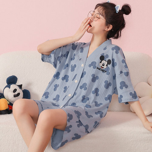 睡衣女纯棉开衫和服大码200斤5XL