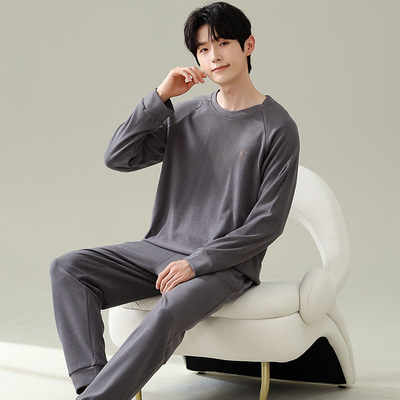 德绒睡衣男大码秋冬保暖薄绒磨毛长袖2024新款宽松加肥加大家居服