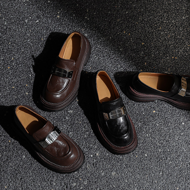 断码清仓~手工真皮乐福鞋厚底粗跟小个子增高舒适百搭皮鞋深口鞋,女鞋,乐福鞋（豆豆鞋）,淘宝优惠券,粉丝福利购,淘宝优惠卷