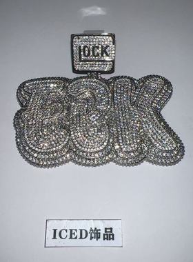 ICED定制款字母EBK吊坠满钻镶嵌莫桑钻百搭时尚个性嘻哈吊坠