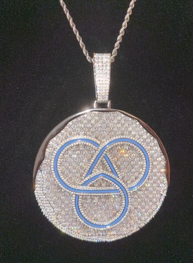 gali大饼吊坠嘻哈微镶锆石联说唱个性潮牌配饰嘻哈说唱饰品