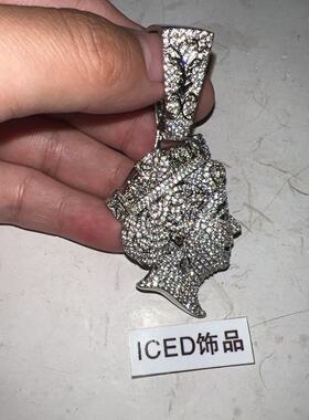 ICED饰品欧美嘻哈满钻英国女皇项链Centralcee说唱女王吊坠