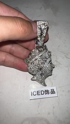 ICED饰品欧美嘻哈满钻英国女皇项链Centralcee说唱女王吊坠