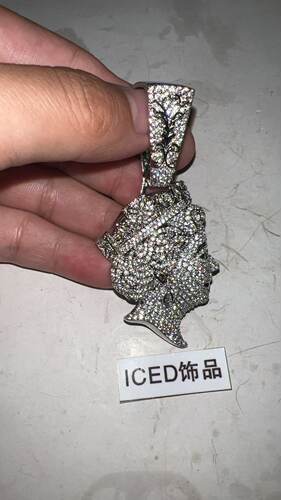 ICED饰品欧美嘻哈满钻英国女皇项链Centralcee说唱女王吊坠
